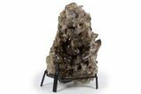 Dark Smoky Quartz Crystal Cluster on Metal Stand - Brazil #300616-2